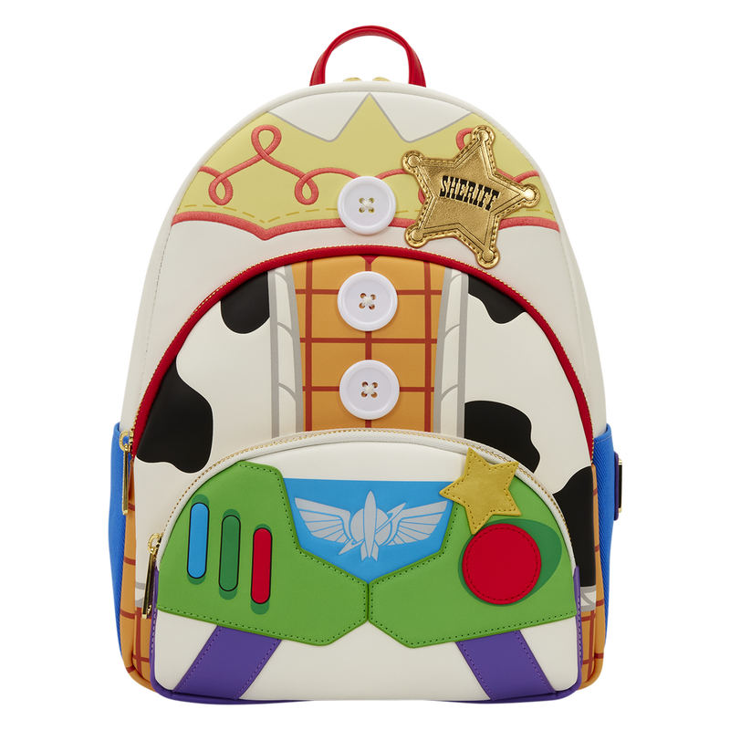 Loungefly Toy Story 5 Triple Pocket Jessie, Woody, & Buzz Mini Backpack