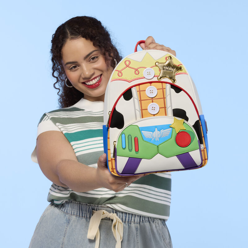 Loungefly Toy Story 5 Triple Pocket Jessie, Woody, & Buzz Mini Backpack