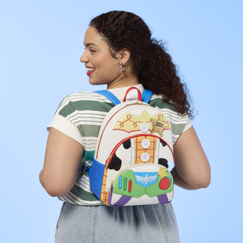 Loungefly Toy Story 5 Triple Pocket Jessie, Woody, & Buzz Mini Backpack