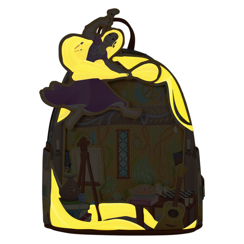 Loungefly Disney Tangled Rapunzel Glow In The Dark Pin Trader Mini Backpack