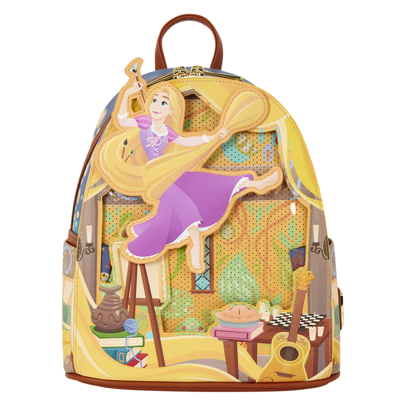 Loungefly Disney Tangled Rapunzel Glow In The Dark Pin Trader Mini Backpack