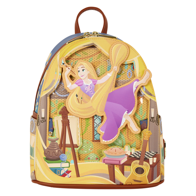 Loungefly Disney Tangled Rapunzel Glow In The Dark Pin Trader Mini Backpack