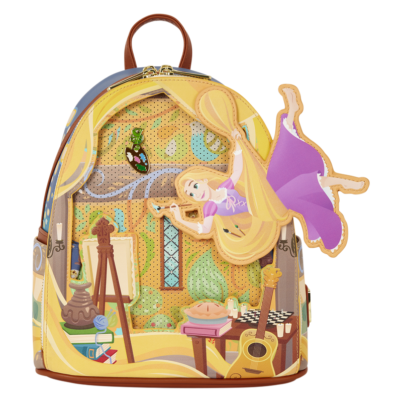 Loungefly Disney Tangled Rapunzel Glow In The Dark Pin Trader Mini Backpack