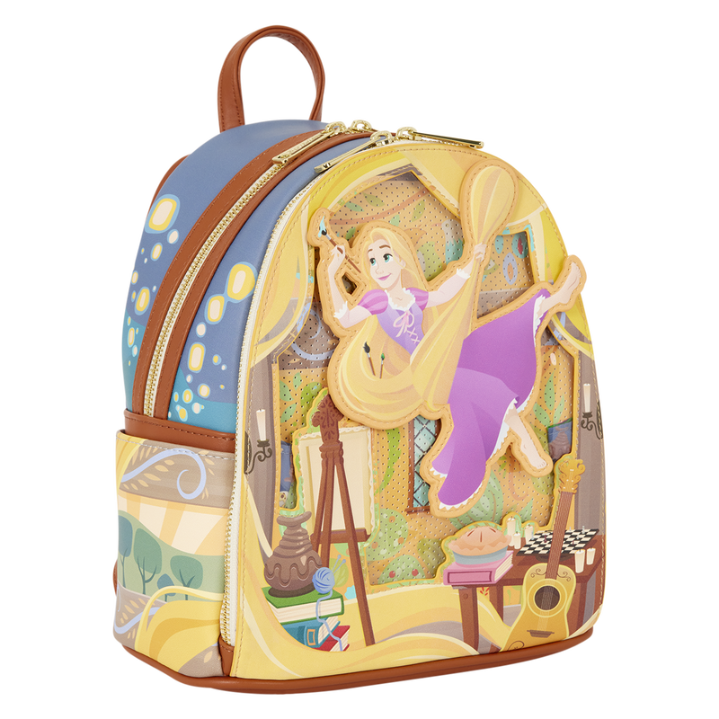 Loungefly Disney Tangled Rapunzel Glow In The Dark Pin Trader Mini Backpack