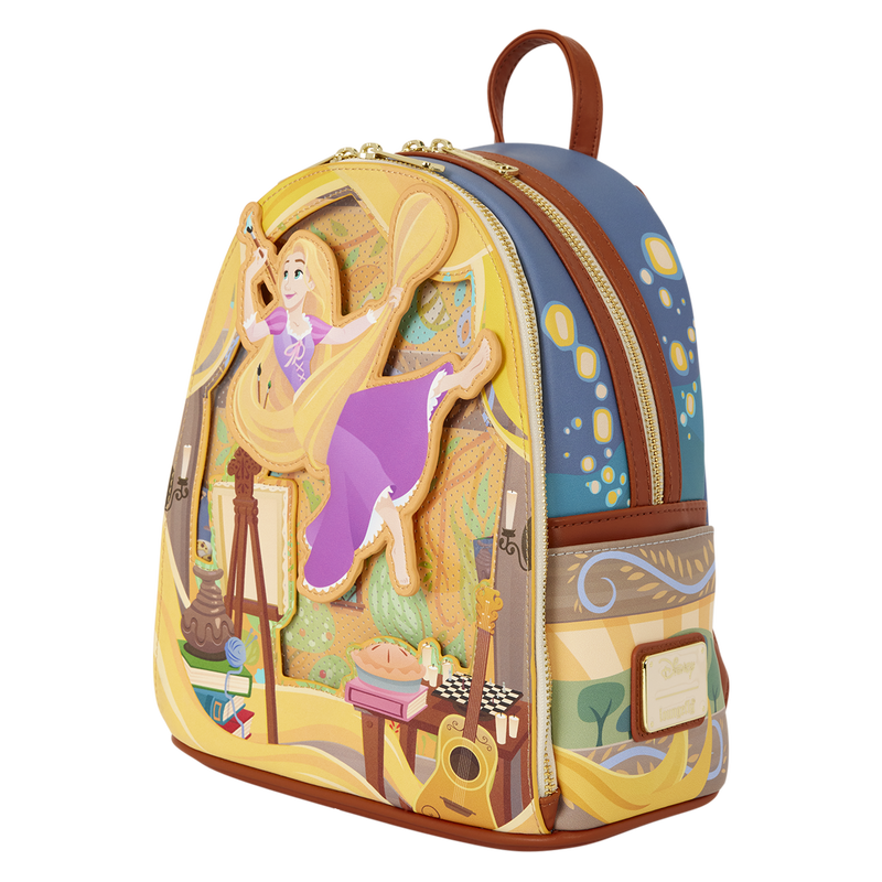 Loungefly Disney Tangled Rapunzel Glow In The Dark Pin Trader Mini Backpack