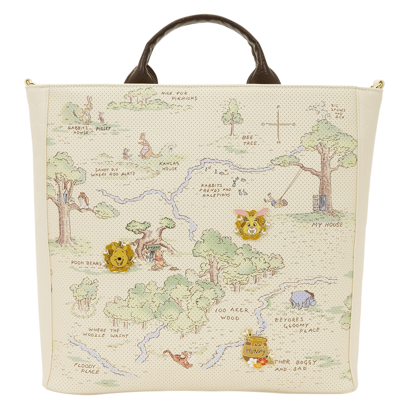 Loungefly Disney Winnie the Pooh Hundred Acre Wood Tote Pin Trader Crossbody Bag