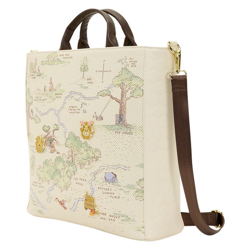 Loungefly Disney Winnie the Pooh Hundred Acre Wood Tote Pin Trader Crossbody Bag