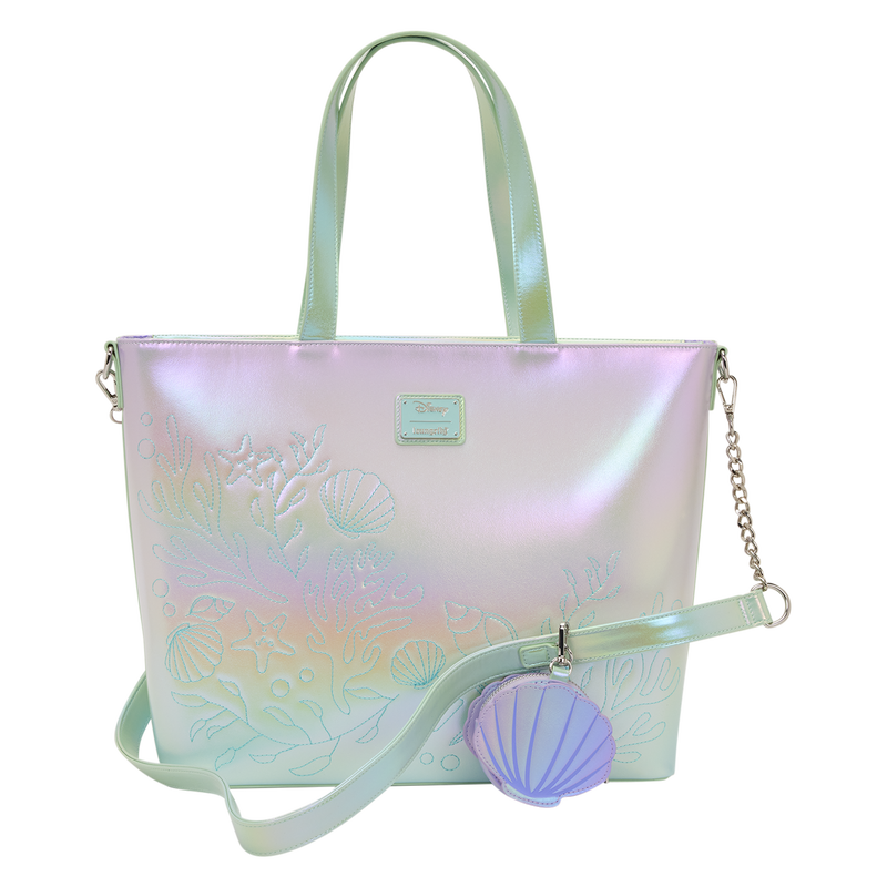Loungefly The Little Mermaid Ariel, Flounder, & Sebastian Tote Crossbody Bag with Coin Bag
