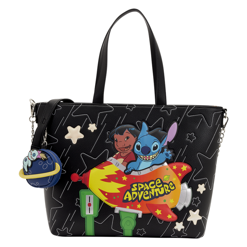Loungefly Disney Lilo & Stitch Space Adventure Glow Tote Crossbody Bag with Coin Bag