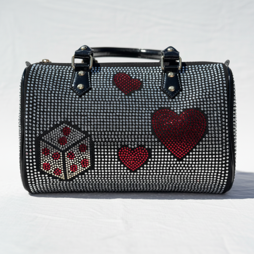 Black Rhinestone Bag - Side