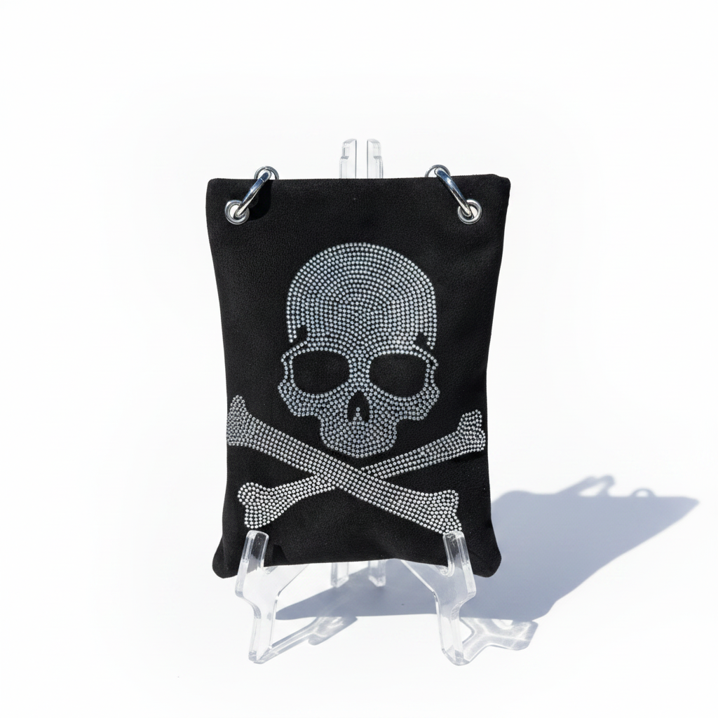 Rhinestone Large Skull Bag studio white background